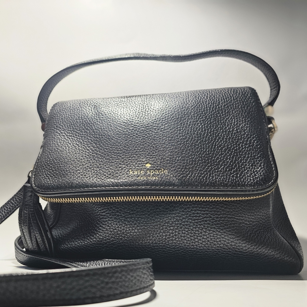 Kate Spade Chester Street Miri Pebbled Leather Flap Crossbody Bag Black